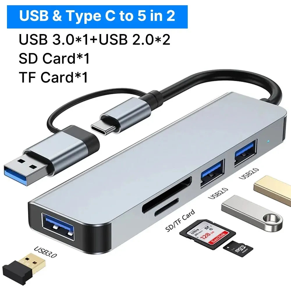 8in1 USB C Hub 4 USB Ports 1 USB-C Jack TF/SD Card Reader 3.5mm...