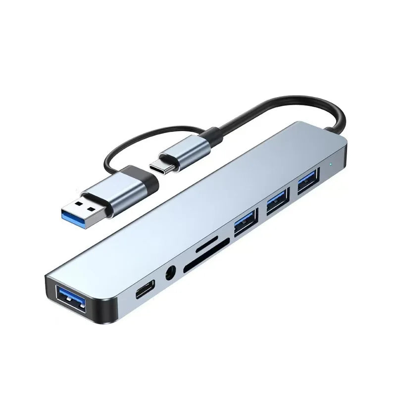 8in1 USB C Hub 4 USB Ports 1 USB-C Jack TF/SD Card Reader 3.5mm...
