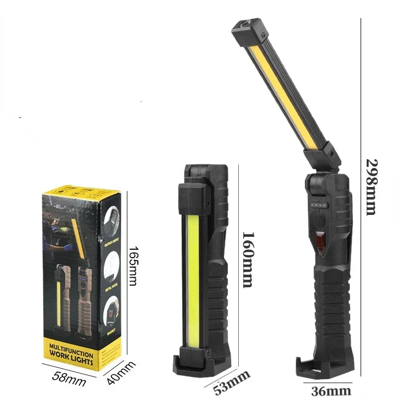 Folding COB LED Work Light – USB Rechargeable, 7 Modes