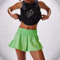 Womens High-Waisted Quick-Dry Yoga Shorts With Ruffled Hem