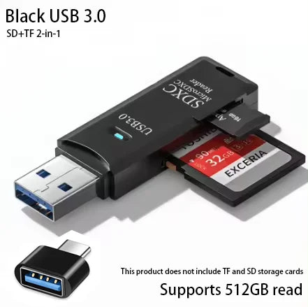 2-in-1 Multi Functional  USB 3.0 Card ReaderMiniSD...