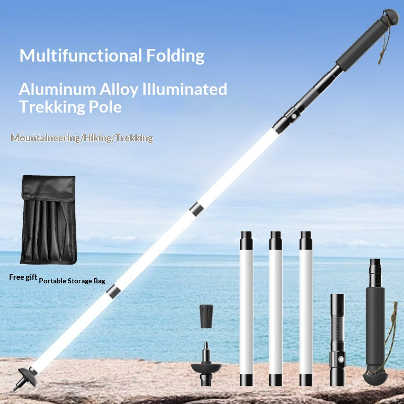 Aluminum Alloy Foldable Portable Charging Illuminated Hiking Pole...