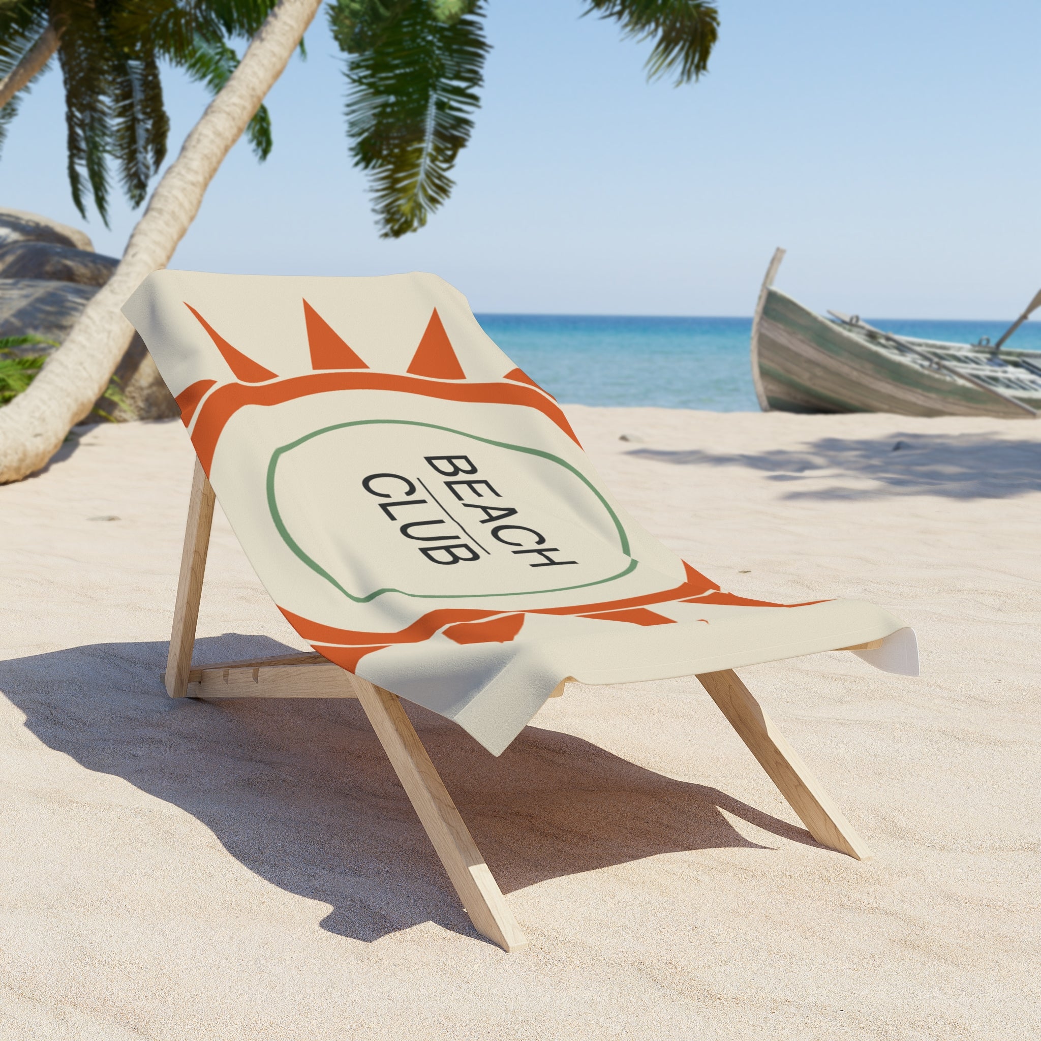 Retro Sun Oversized Beach Towel – Quick-Dry Cotton