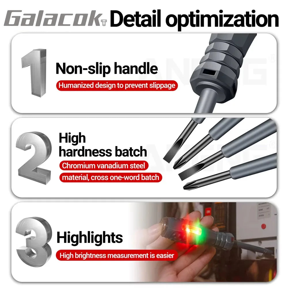 Smart Voltage Tester Screwdriver with LED Indicator