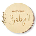 Round Wooden Welcome Baby Guest Book