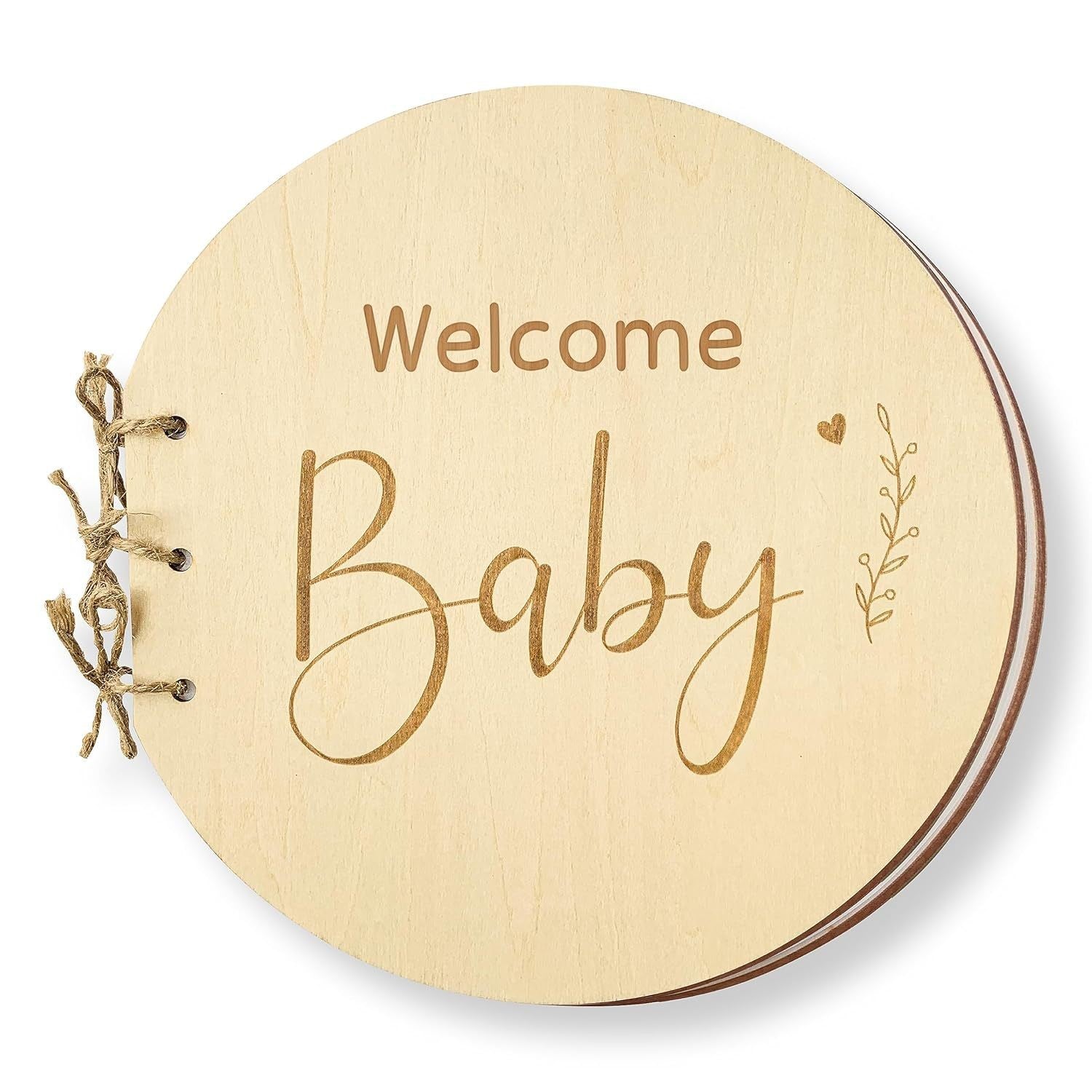 Round Wooden Welcome Baby Guest Book