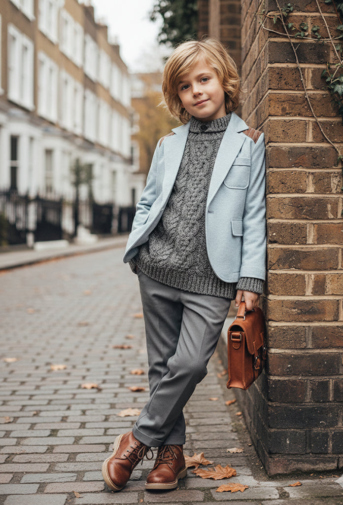 Boys Light Blue Cotton Blazer