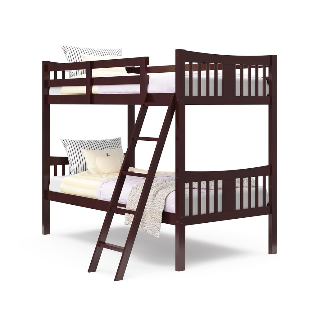 Caribou Bunk Bed Twin over Twin Bunk Bed (Espresso) - GREENGUARD Gold Certified, Twin Bunk Beds for Kids, Converts to 2 Individual Twin Beds, Bunk Beds for Kids