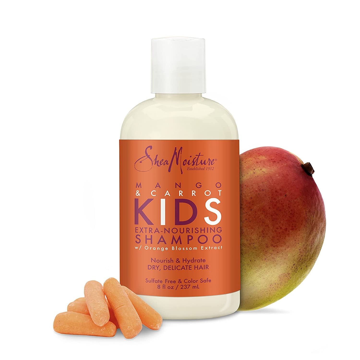 Sheamoisture Kids Shampoo, Extra-Nourishing Mango & Carrot Shampoo with Shea Butter, 8 Oz