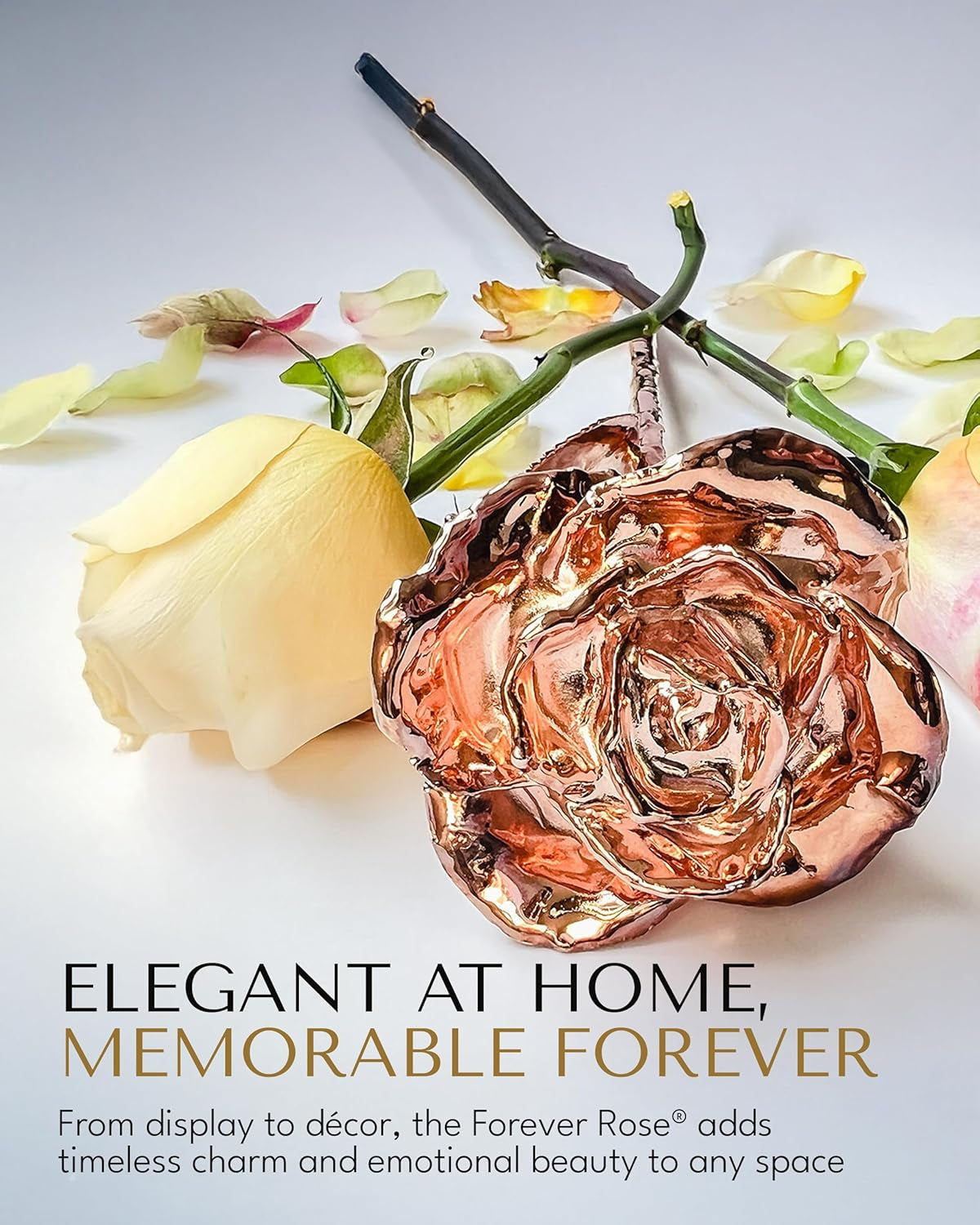 Real Rose Dipped in Rose Gold, Handcrafted Preserved Rose in Luxury Gold Gift Box, Romantic Gift for Her, Elegant Keepsake for Anniversary, Valentine'S Days, or Birthday.