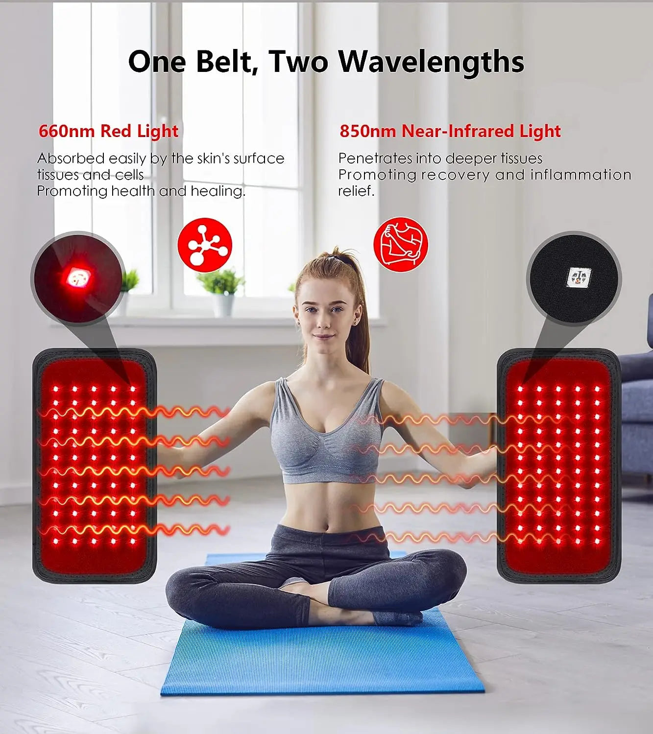Red Light Therapy Belt — 60 LED Infrared Pain Relief