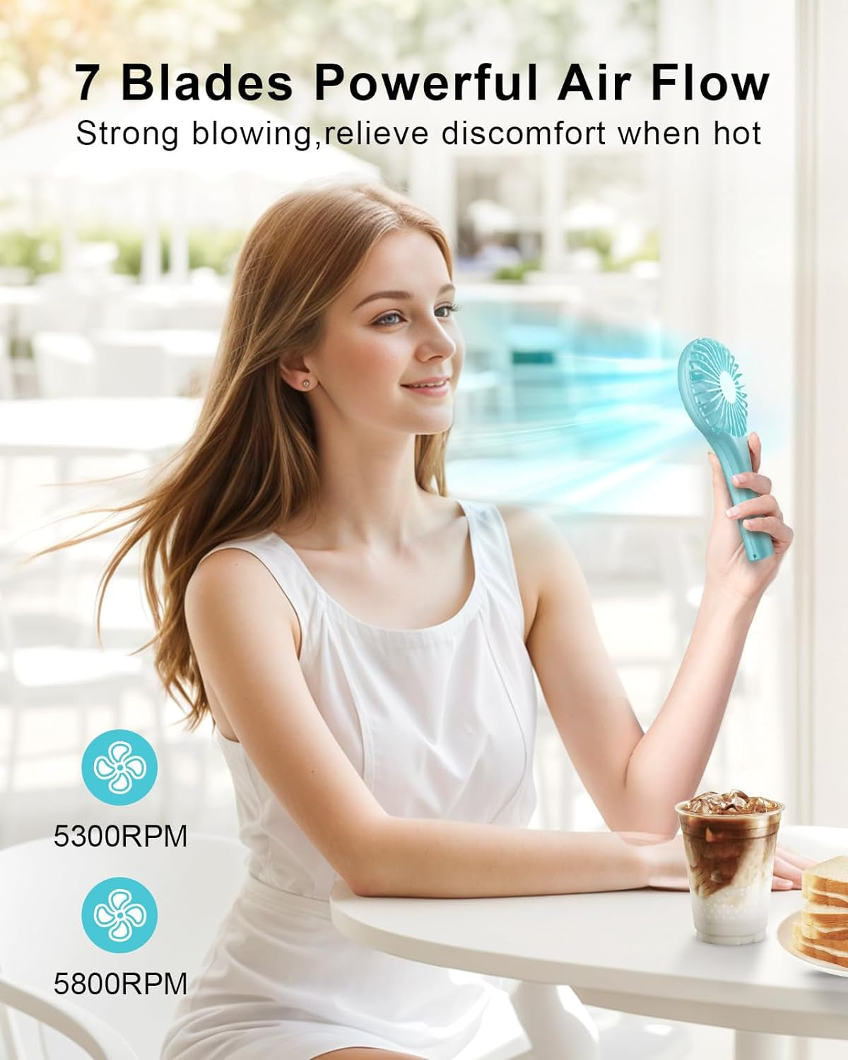 Mini Handheld Fan Battery Operated Small Personal Portable Fans Speed Adjustable USB Rechargeable Fans Cute Design Powerful Eyelash Fan for Stylish Kids Girls Women Men Indoor Outdoor Travel