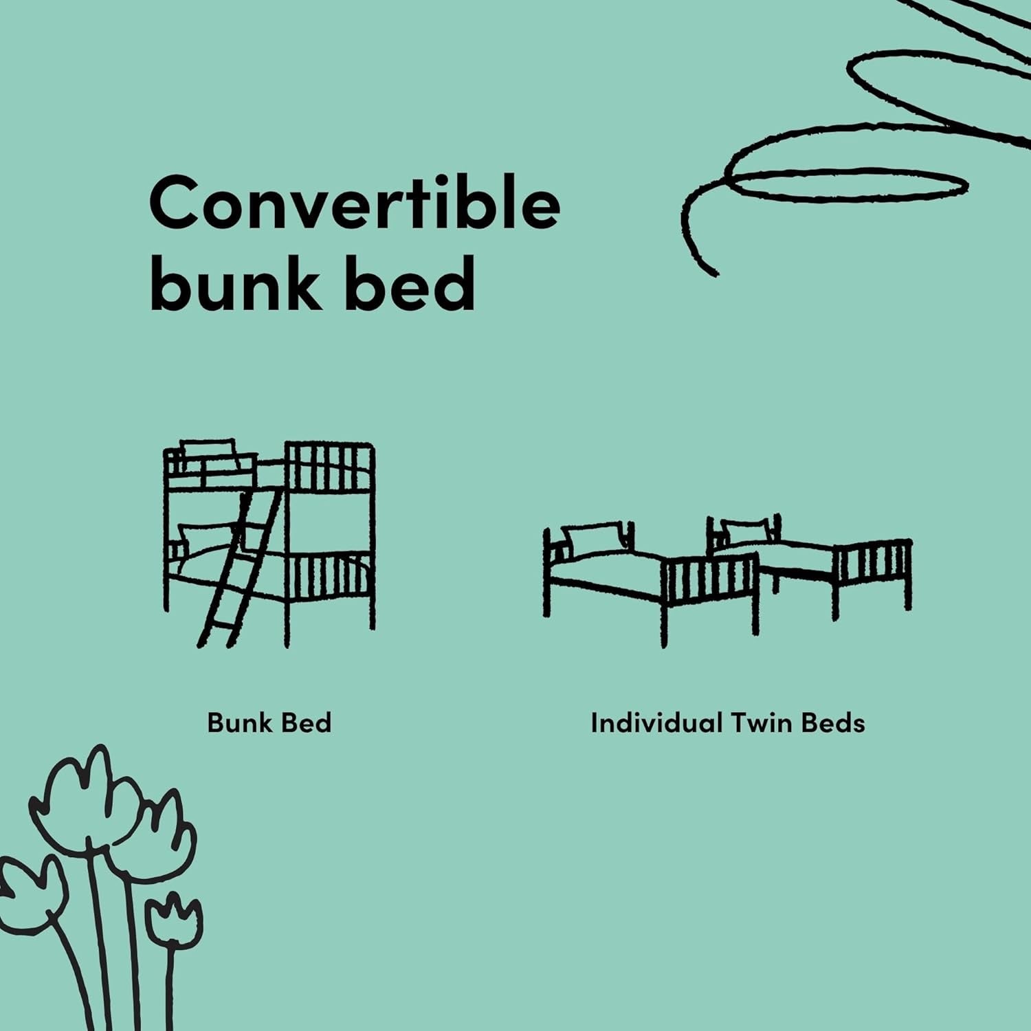 Caribou Bunk Bed Twin over Twin Bunk Bed (Espresso) - GREENGUARD Gold Certified, Twin Bunk Beds for Kids, Converts to 2 Individual Twin Beds, Bunk Beds for Kids