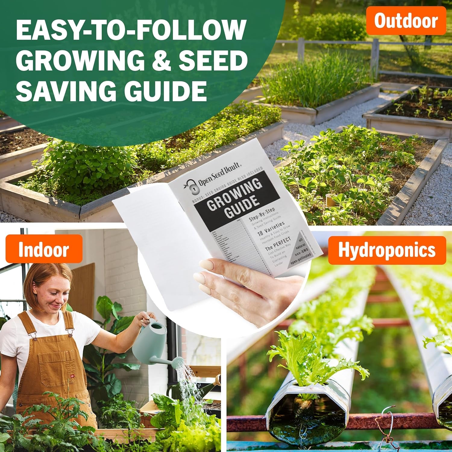 |15,000 Heirloom Seeds | 32 Seed Types | Survival Seeds | 2026 Season | Non GMO Vegetable and Fruit Seeds | Planting Outdoor & Indoor Garden