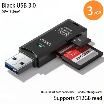 2-in-1 Multi Functional  USB 3.0 Card ReaderMiniSD...