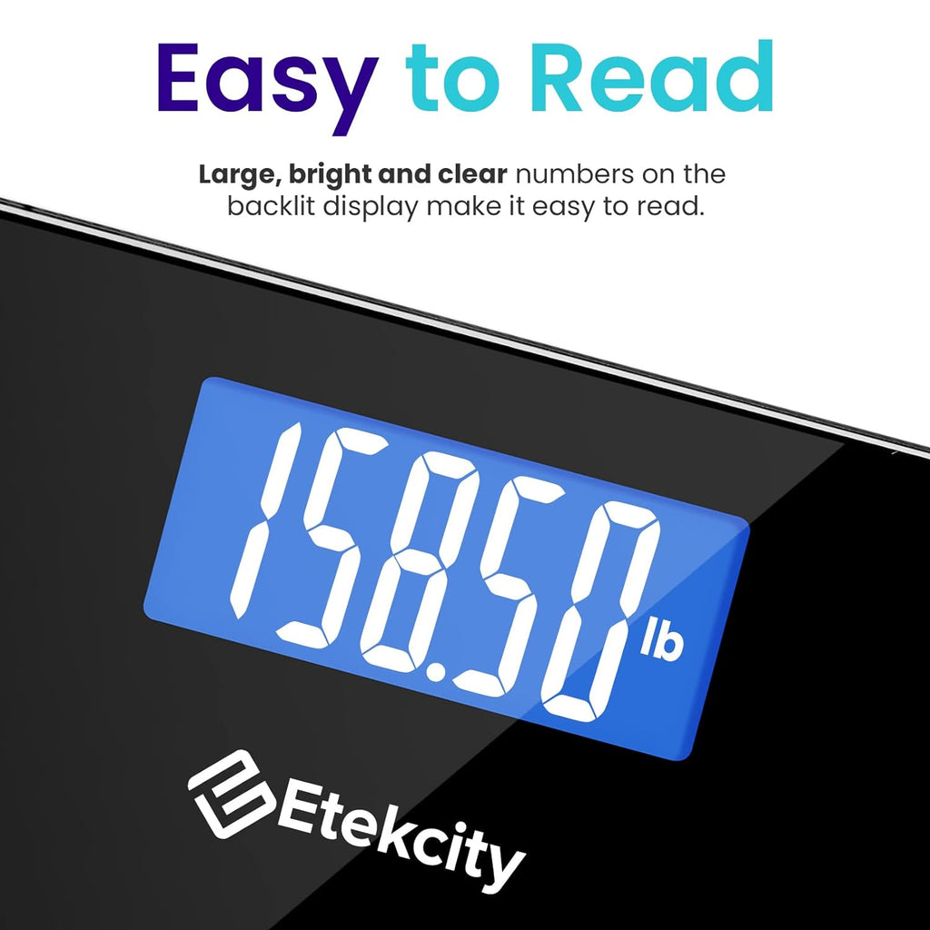 Bathroom Scale for Body Weight, Highly Accurate Digital Electronic Weighing Machine for People, LCD Display, Large Size, 6Mm Tempered Glass for Safe Home Use, Batteries Included, 400 Lbs
