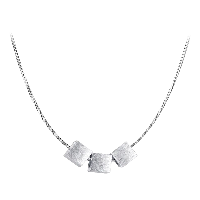 1pcs 999 Sterling Silver Cube Pendant Necklace, Minimalist Chic Style, For Daily Wear & Office Casual Outfits