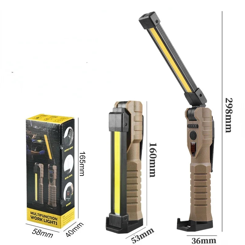 Folding COB LED Work Light – USB Rechargeable, 7 Modes