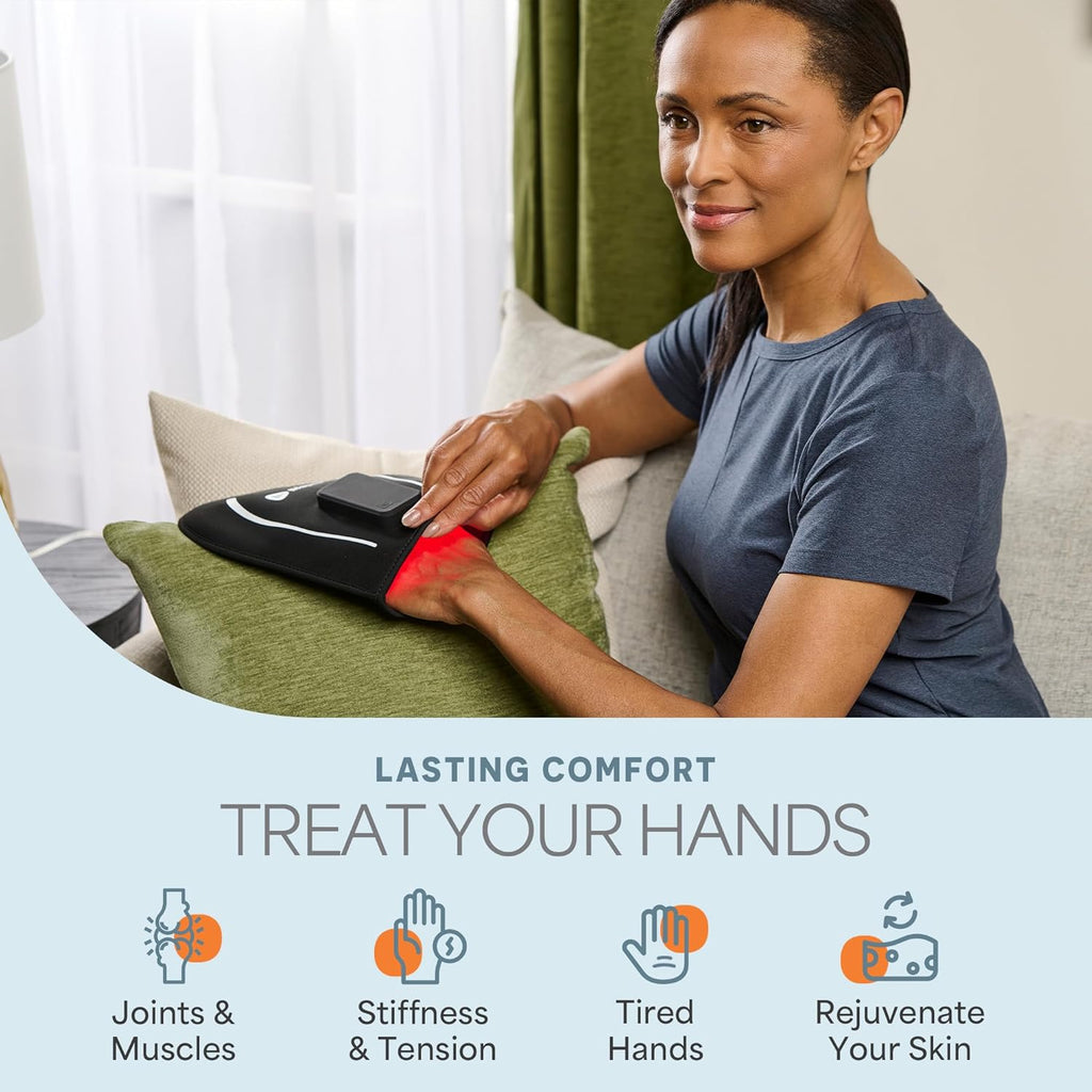 Red Light Therapy for Hands, Feet & Ankles – Cordless Glove & Foot Wrap with Dual Wavelengths (660Nm & 850Nm) Infrared Foot Therapy, Auto Shut-Off Timer for Wellness, Relaxation & Comfort