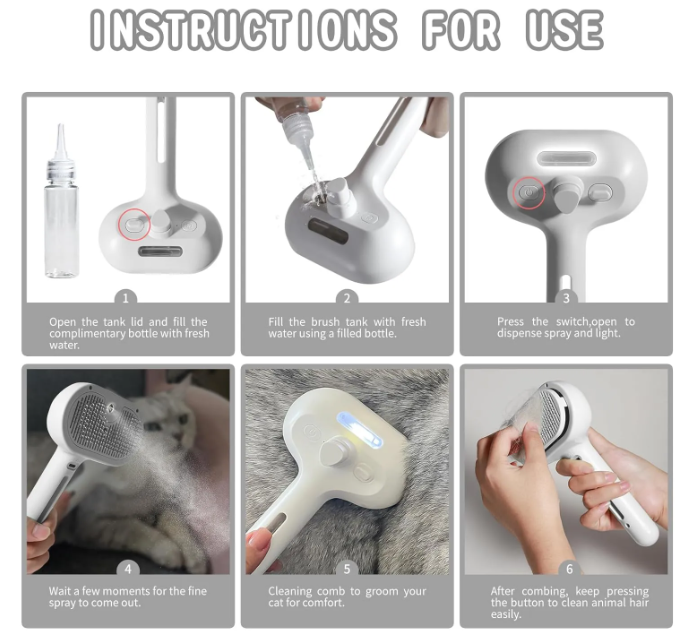 Spray Misting Pet Grooming Brush