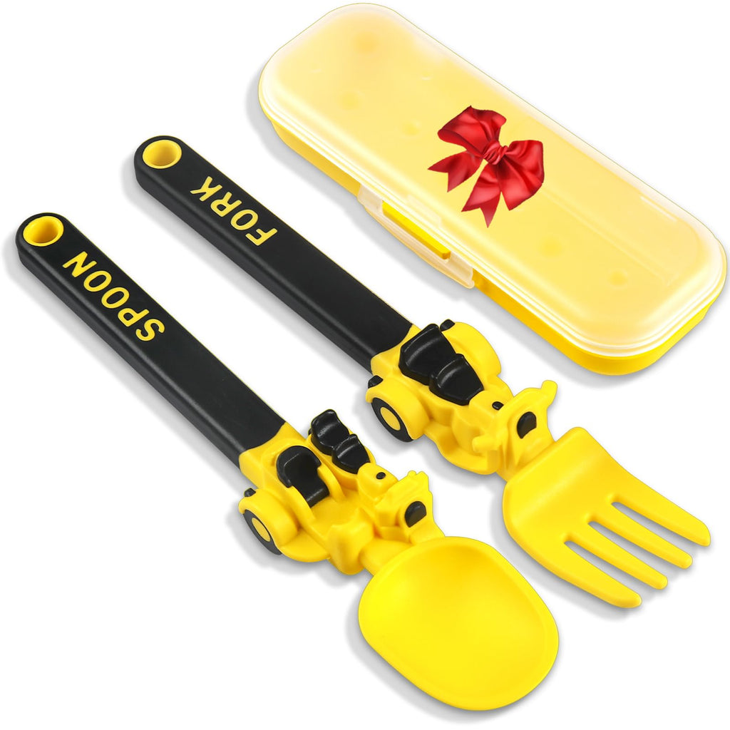 Car-Themed Toddler Utensil Set – Fork & Spoon