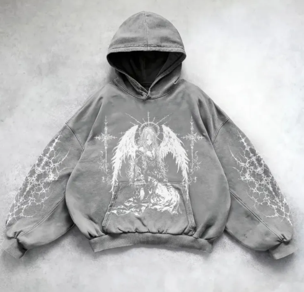 Y2K Streetwear Hoodie with Bold Graphic Print
