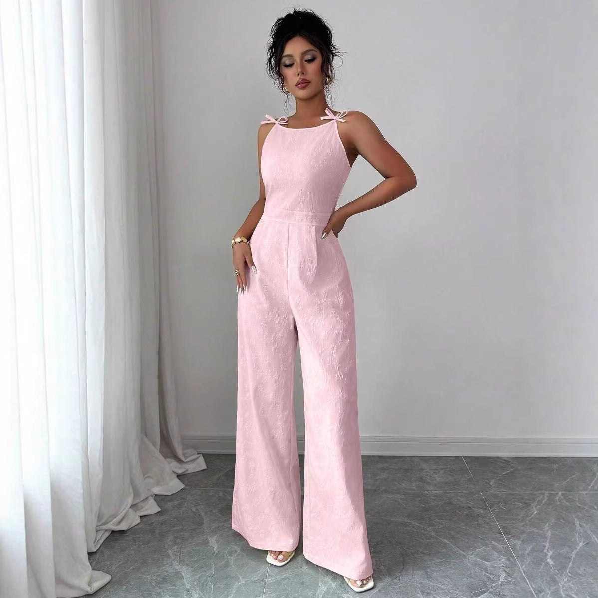 Bow-Shoulder Jumpsuit for Women