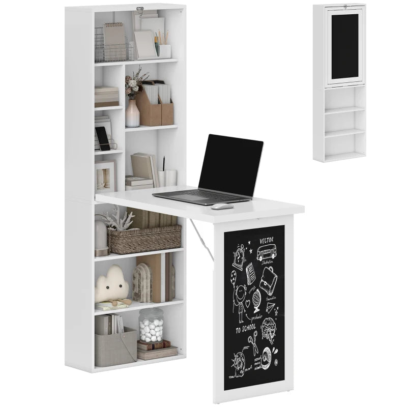Fold-out Convertible Office Desk, Wall Mount Computer Desk With...