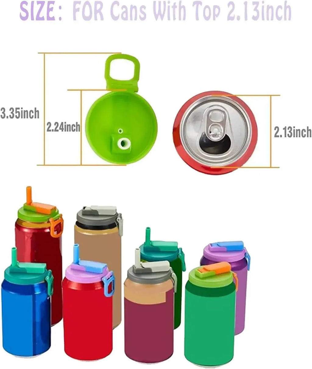 Reusable Silicone Can Lids with Straws – Standard Size