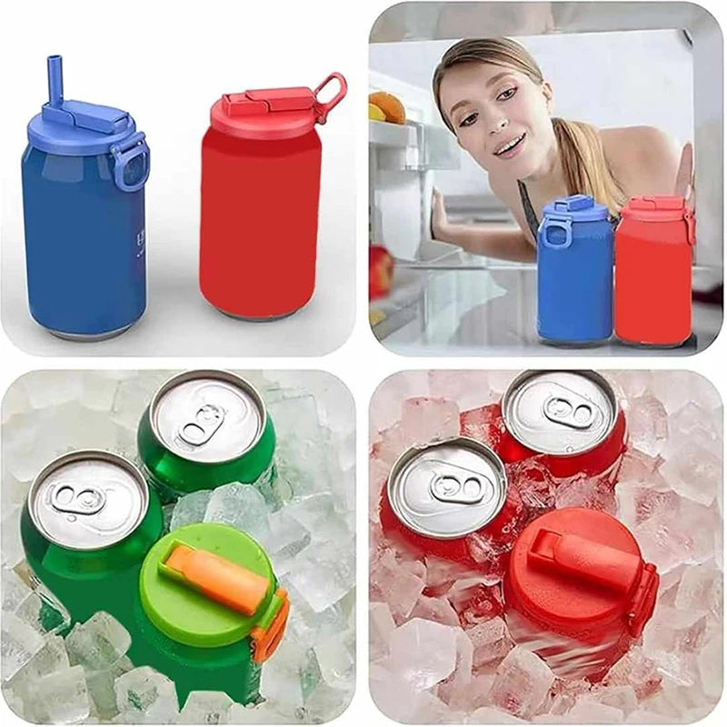 Silicone Soda Can Cover with Built-in Straw – 2 Pack