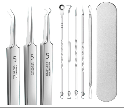 Stainless Steel Acne Extraction Tool Set — 8 Piece