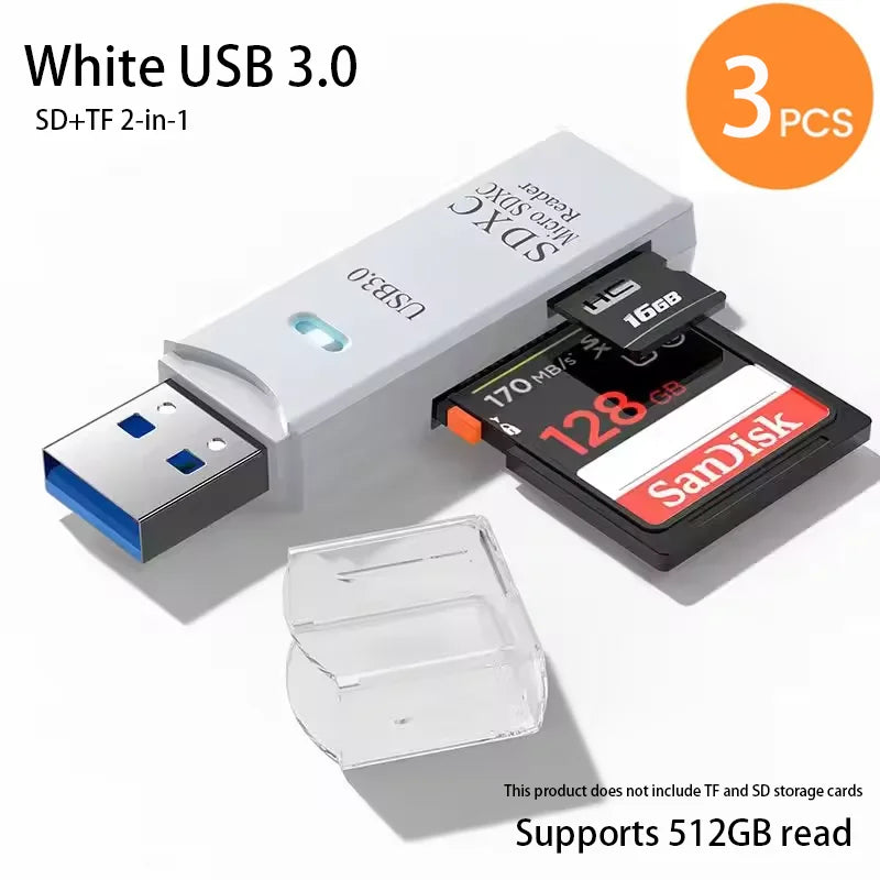 2-in-1 Multi Functional  USB 3.0 Card ReaderMiniSD...