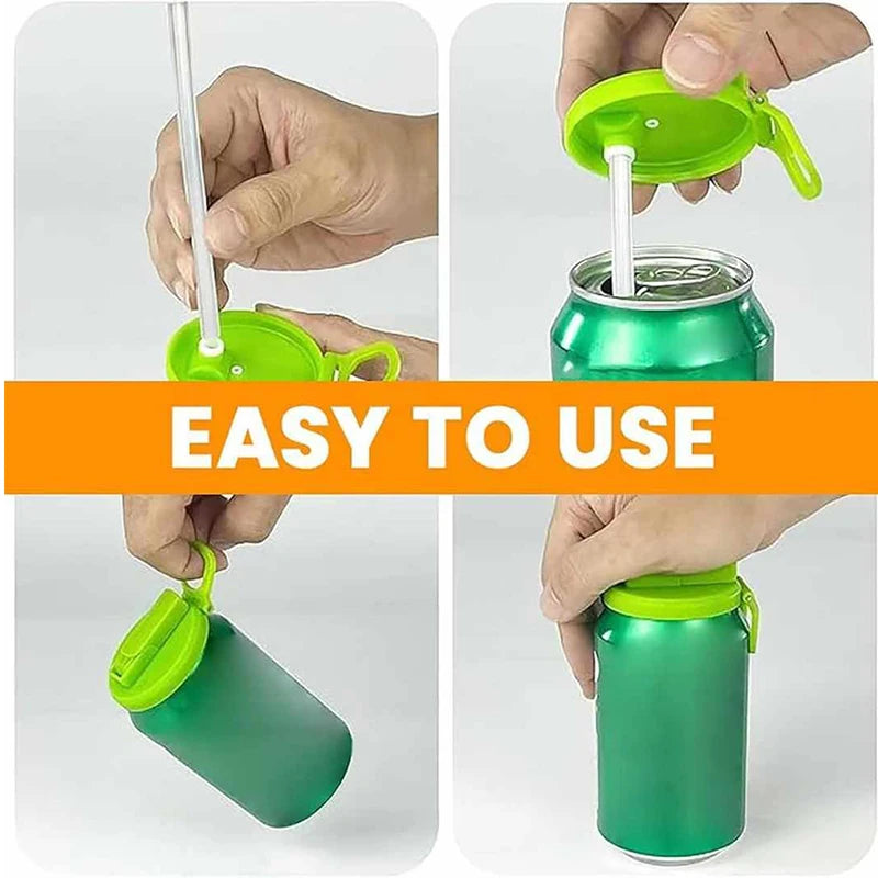 Silicone Soda Can Cover with Built-in Straw – 2 Pack