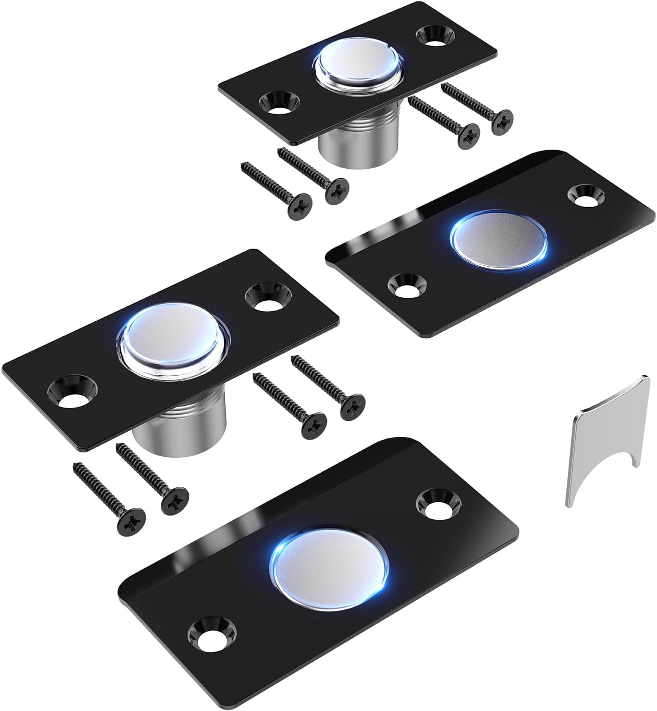 Door Ball Catch Hardware, Adjustable Hidden Magnetic Ball Catch, Stainless Steel Strike Plate with Strong Suction, Door Ball Catch Replacement for Top of Door(2 Pack, Black)