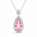 Luxury Pear Shape Pink Morganite Drop Necklace