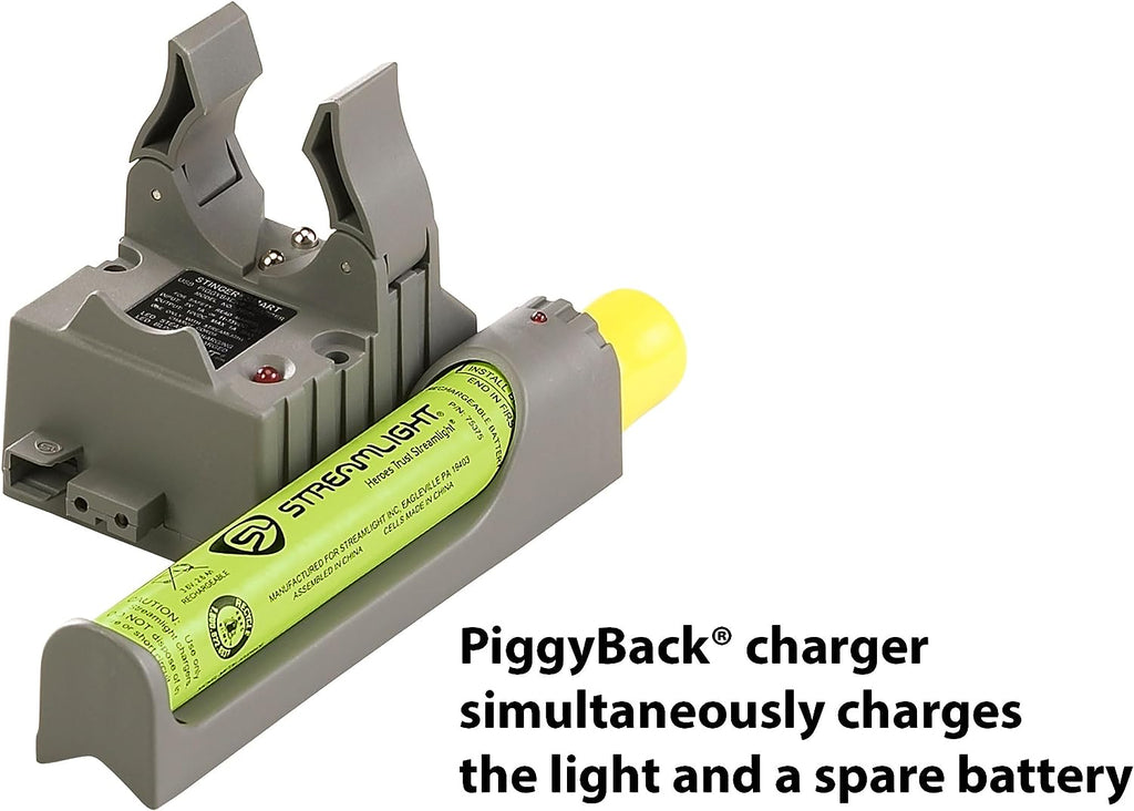75458 Stinger DS LED HL 800-Lumen Rechargeable Dual Switch Flashlight with 120-Volt Ac/12-Volt DC Smart Charge Piggyback Charger (Nimh), Black