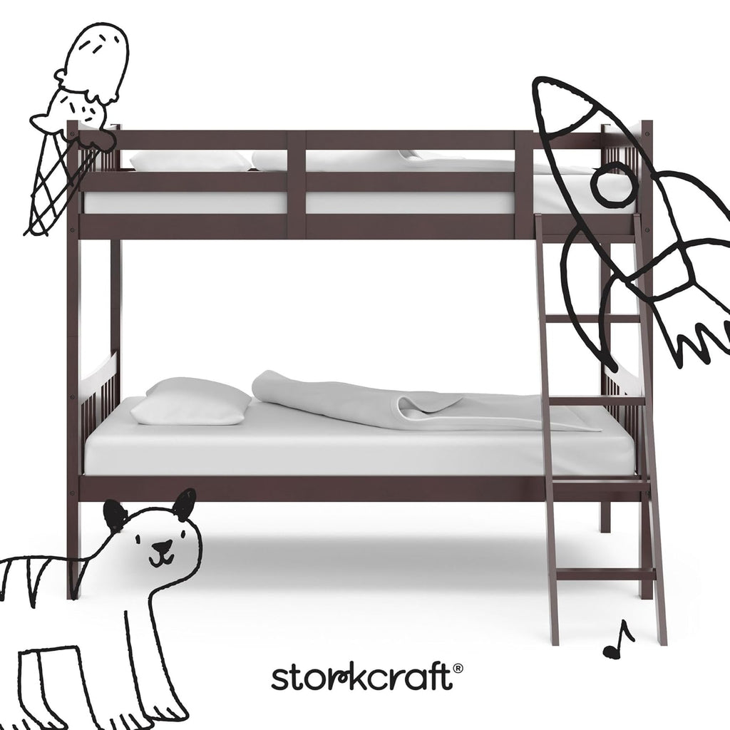 Caribou Bunk Bed Twin over Twin Bunk Bed (Espresso) - GREENGUARD Gold Certified, Twin Bunk Beds for Kids, Converts to 2 Individual Twin Beds, Bunk Beds for Kids
