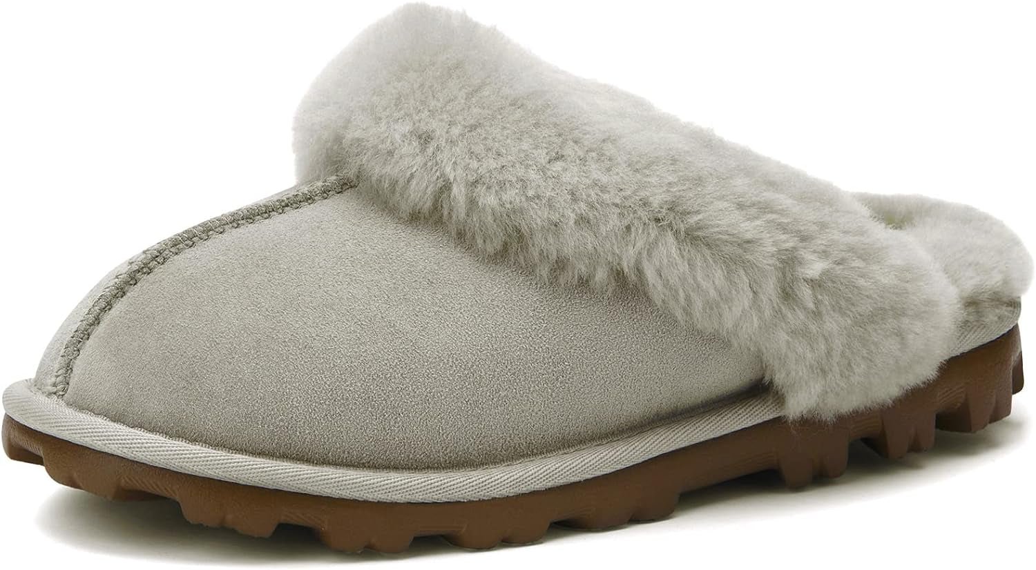 Women'S Genuine Australian Sheepskin Slippers, 18Mm Wool Pile, Memory Foam, Durable Anti-Slip EVA Sole