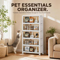 Foldable Stackable Pet Supplies Storage Bin With Wheels, Magnetic Door Collapsible Organizer Cabinet For Pet Toys, Food, Grooming Tools, Multi-Purpose Storage For Home, Bedroom, Laundry Room
