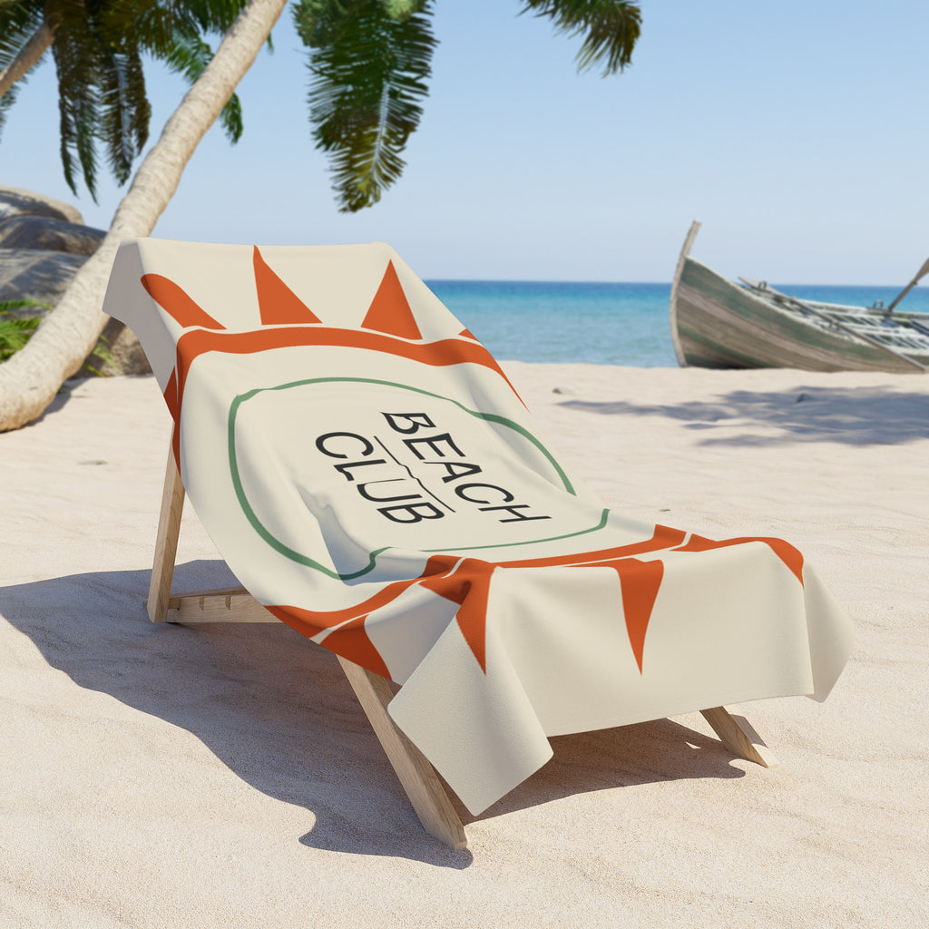 Retro Sun Oversized Beach Towel – Quick-Dry Cotton