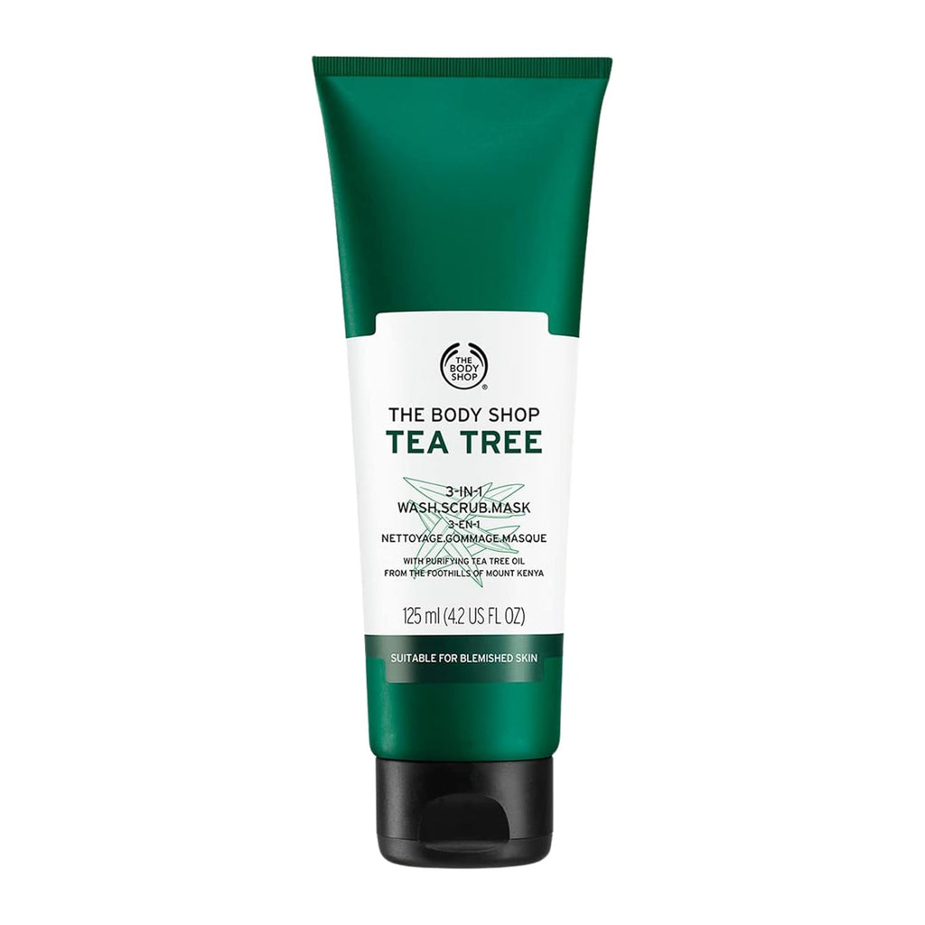 The Body Shop Tea Tree 3 in 1 Wash Scrub & Mask – Purifying Vegan Skincare for Oily, Blemished Skin – 4.2 Oz
