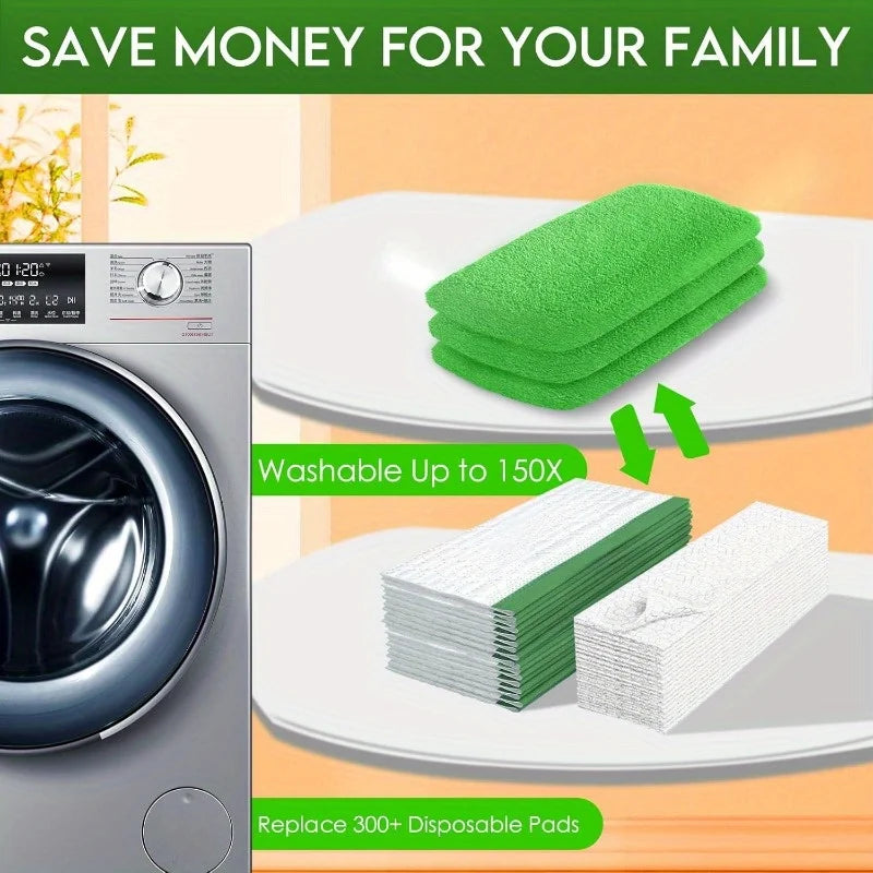 4 Reusable Mop Pads with High Water Absorption and Ultra-fine...