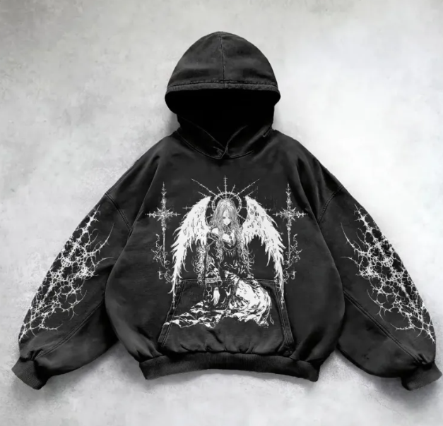 Y2K Streetwear Hoodie with Bold Graphic Print