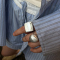 French Vintage Glossy Metal Open Ring