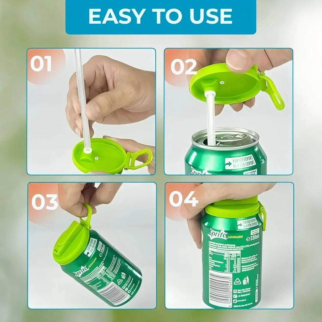 Reusable Silicone Can Lids with Straws – Standard Size