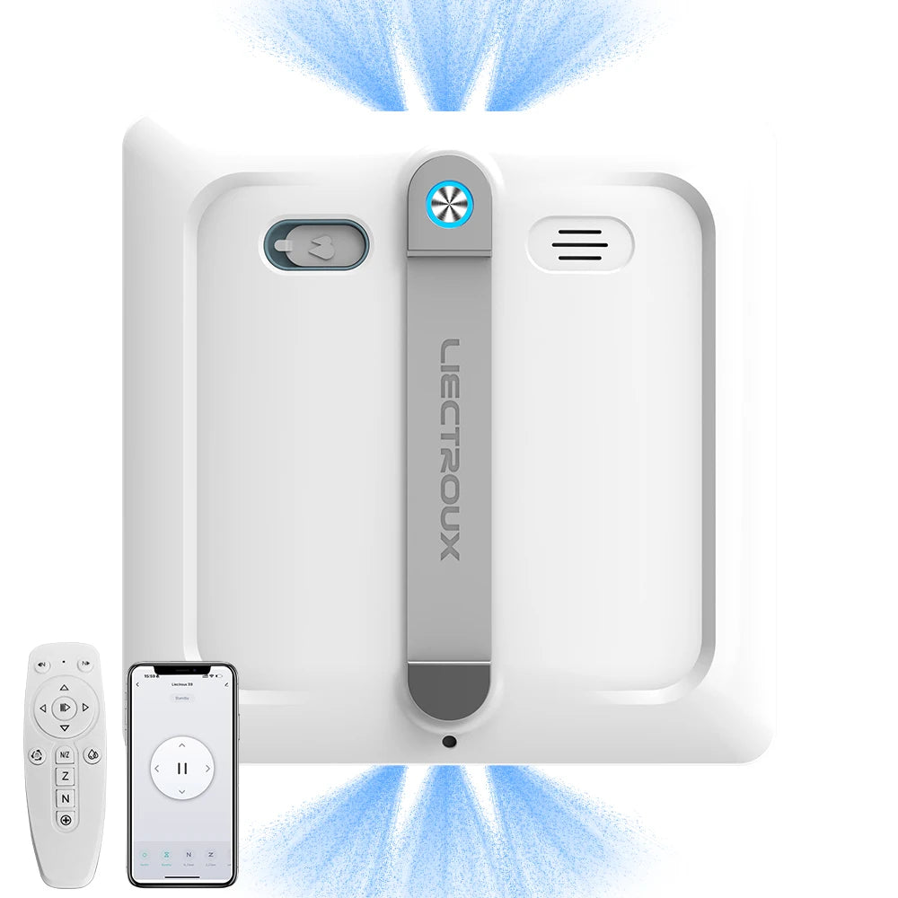 Window Cleaning Robot Liectroux S9 Automatic Glass Cleaner with 2 Rotating Brushes 6-Way Water Spray for Home Windows