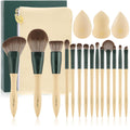 Makeup Gift Set 18Pcs,With 14Pcs Makeup Brushes Set 3Pcs Makeup Sponges 1PC Cosmetic Bag for Foundation Blending Powder Blush Concealers Eye Shadows