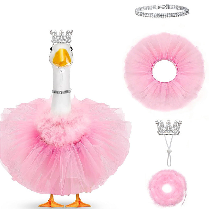 Pet Goose 4-Piece Dress & Crown Set