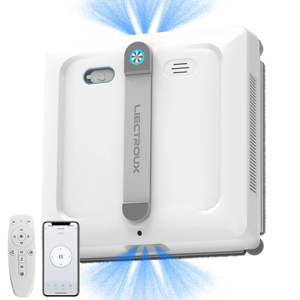 Window Cleaning Robot Liectroux S9 Automatic Glass Cleaner with 2 Rotating Brushes 6-Way Water Spray for Home Windows