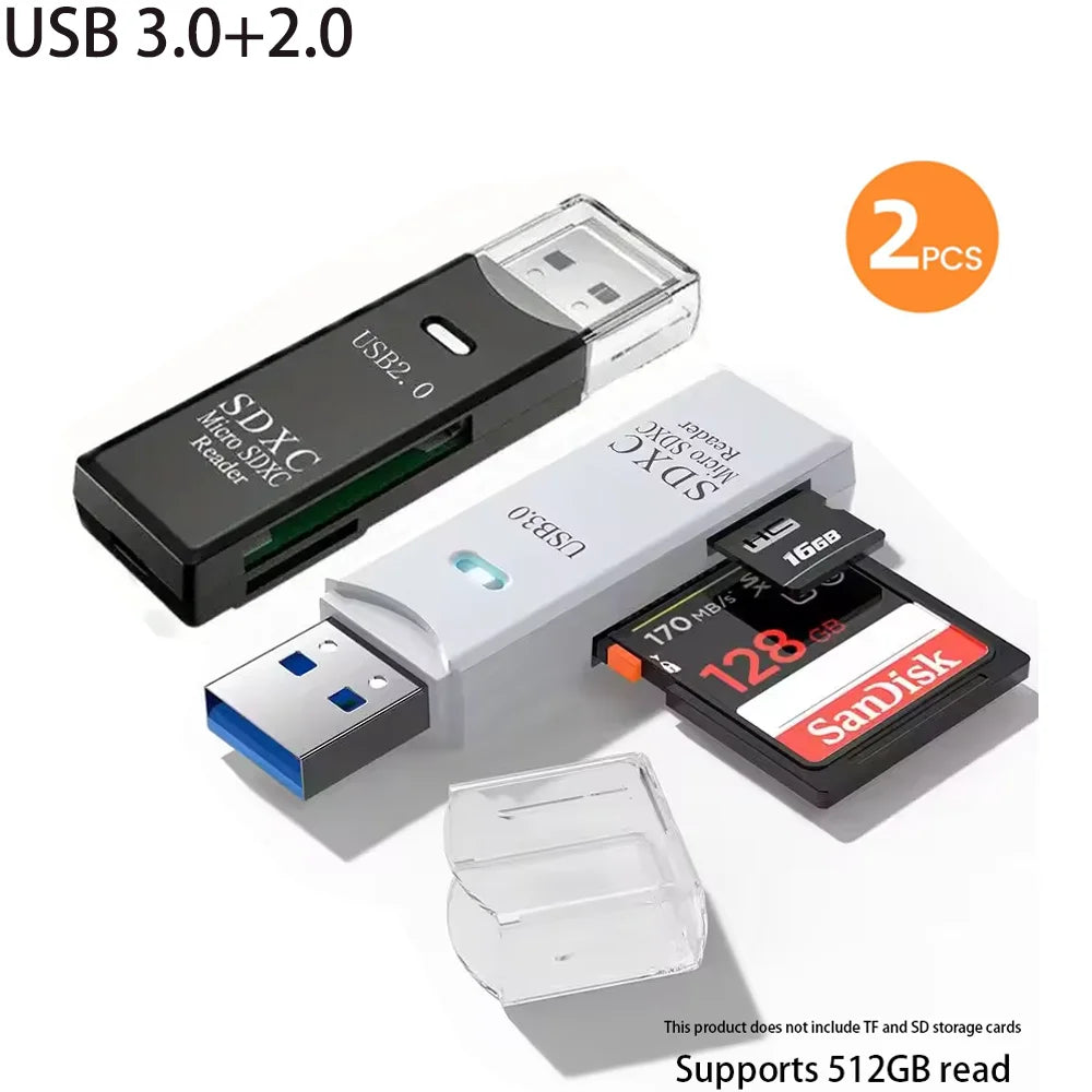 2-in-1 Multi Functional  USB 3.0 Card ReaderMiniSD...